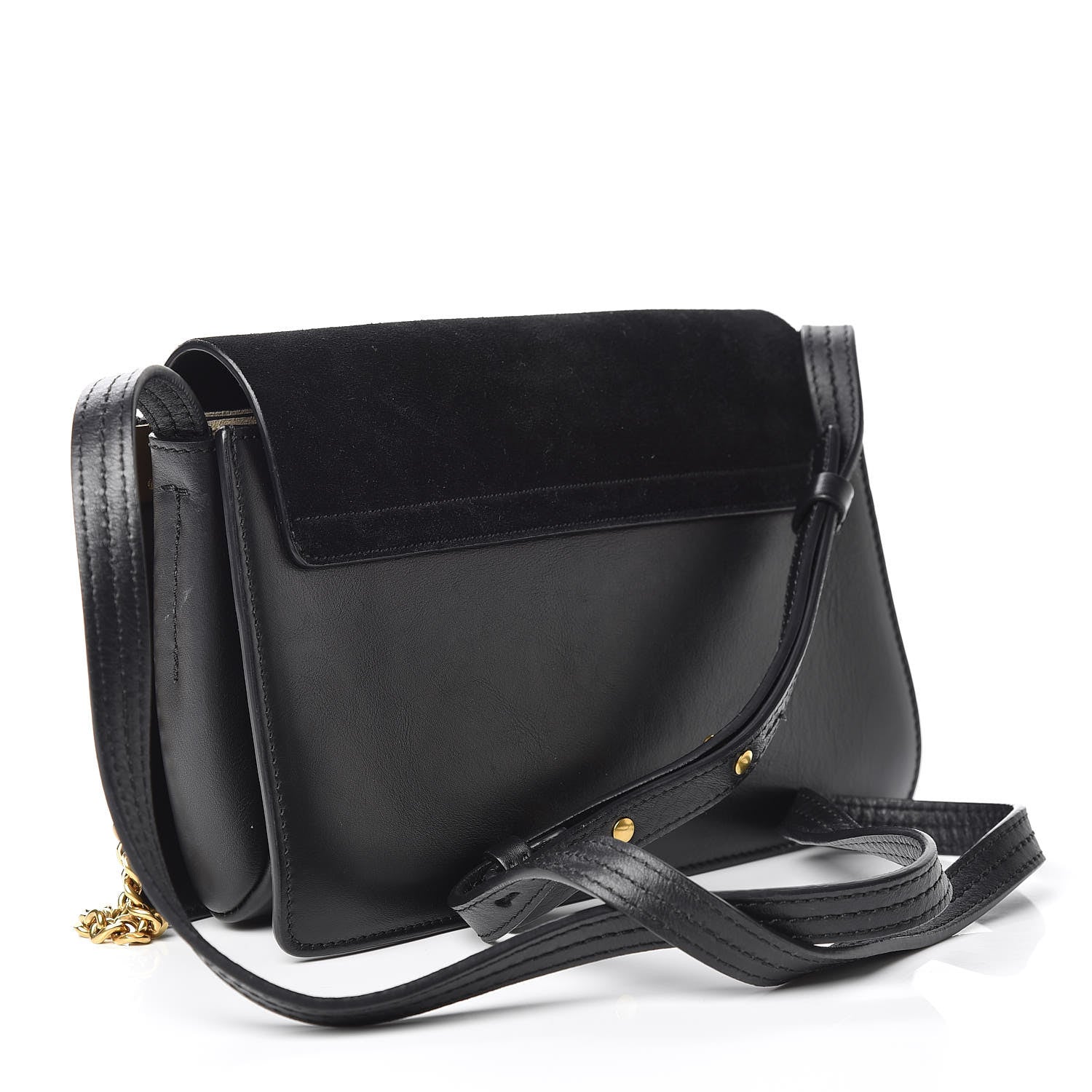 Chloe Suede Calfskin Studded Small Faye Shoulder Bag Black 3 of 10