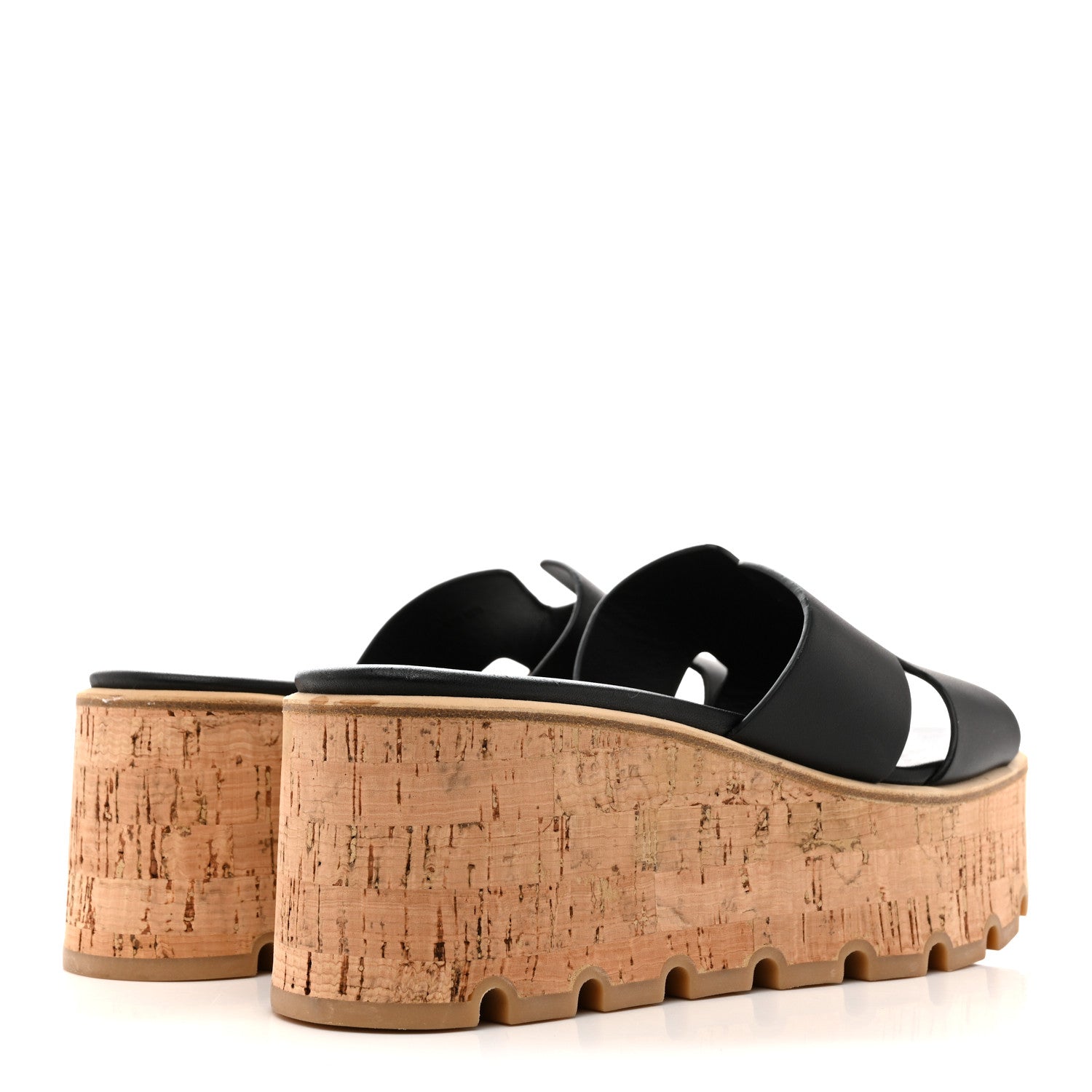 Hermes Calfskin Cork Eze 30 Sandals 37 Black 5 of 10