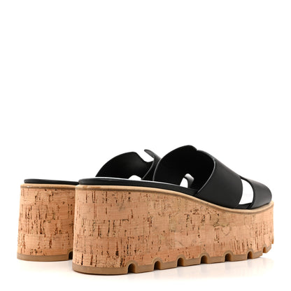 Hermes Calfskin Cork Eze 30 Sandals 37 Black 5 of 10