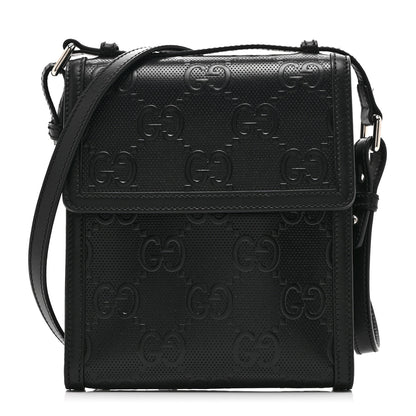 Gucci Calfskin GG Tennis Embossed Messenger Bag Black 1 of 11