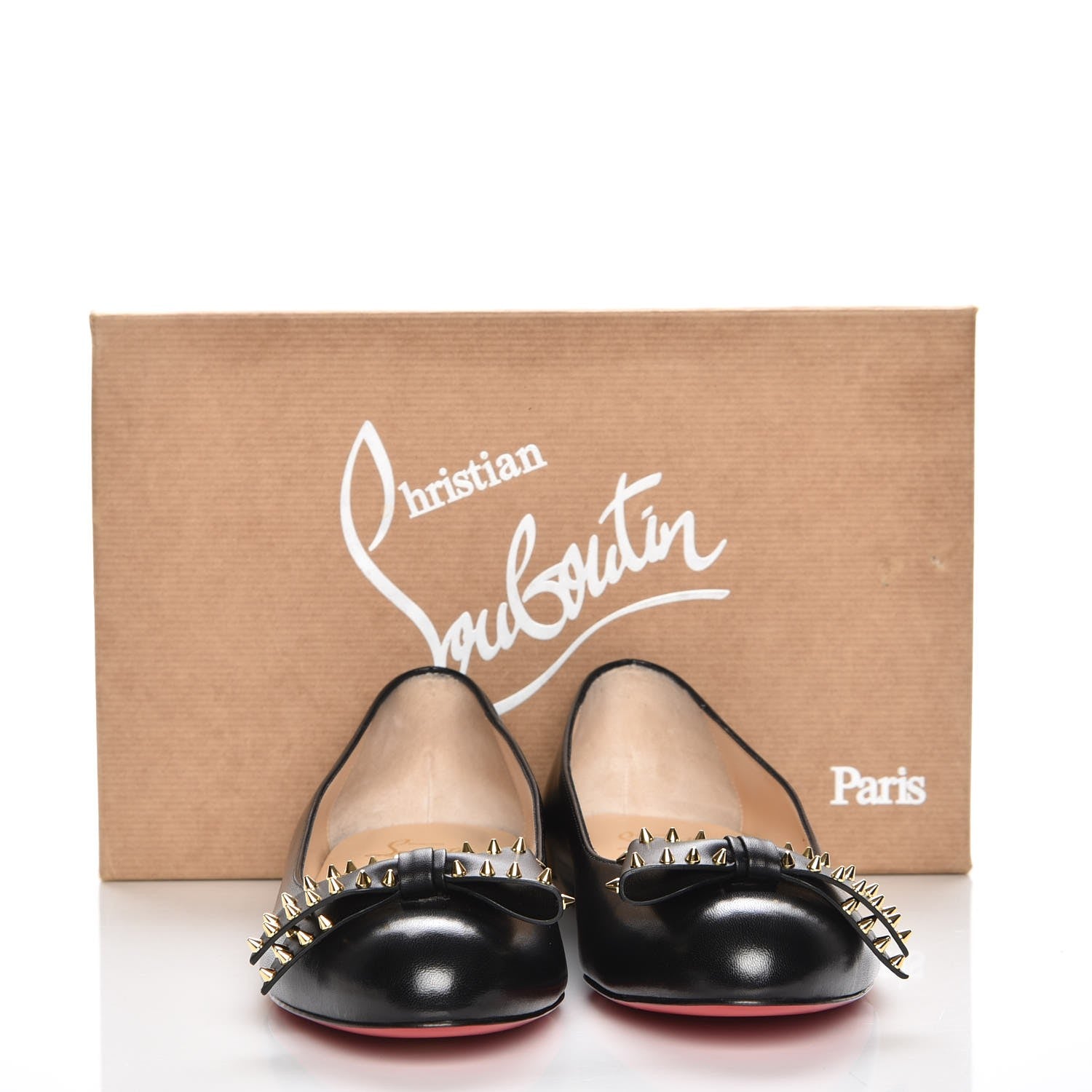 Christian Louboutin Shiny Nappa Spike Bow Ballerina Flats 39 Black 8 of 8