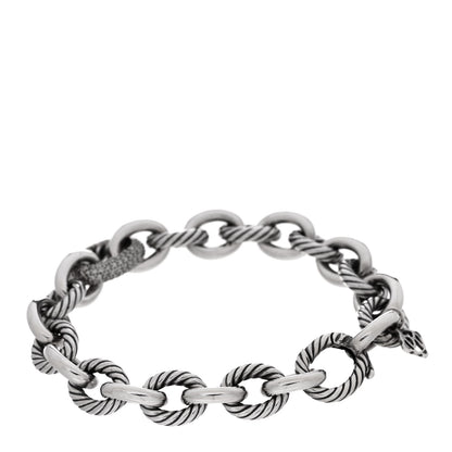 David Yurman Sterling Silver Diamond 15mm Large Oval Link Bracelet 2 of 4