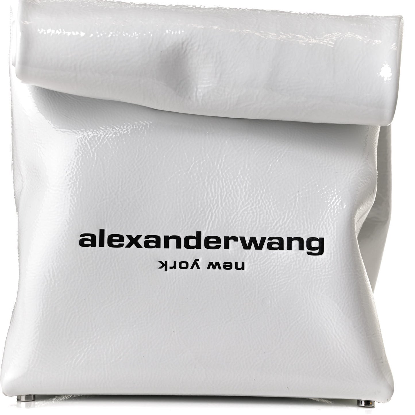 Patent Lunch Bag Foldover Clutch White