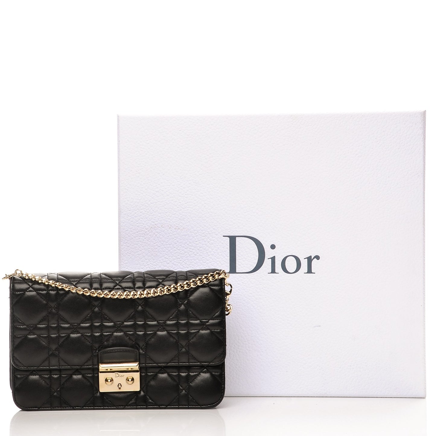 Lambskin Cannage Miss Dior Promenade Pouch Black