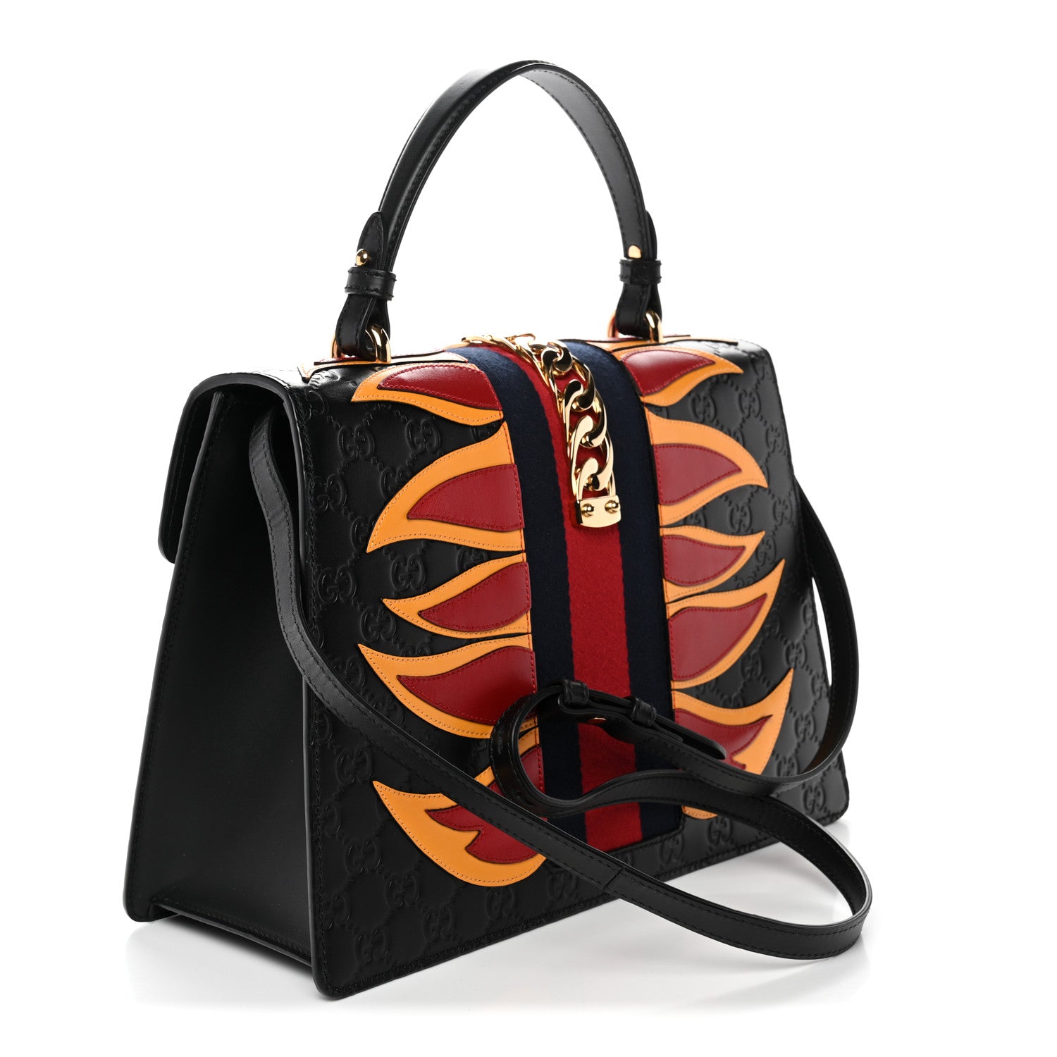 Gucci Guccissima Signature Medium Sylvie Top Handle Bag Black 3 of 10