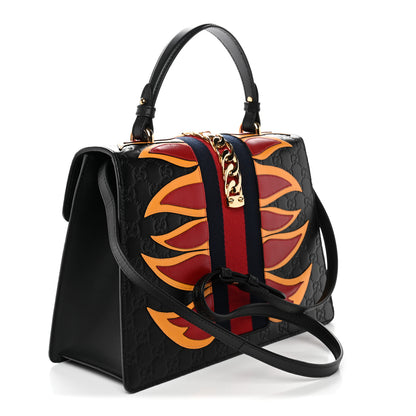 Gucci Guccissima Signature Medium Sylvie Top Handle Bag Black 3 of 10