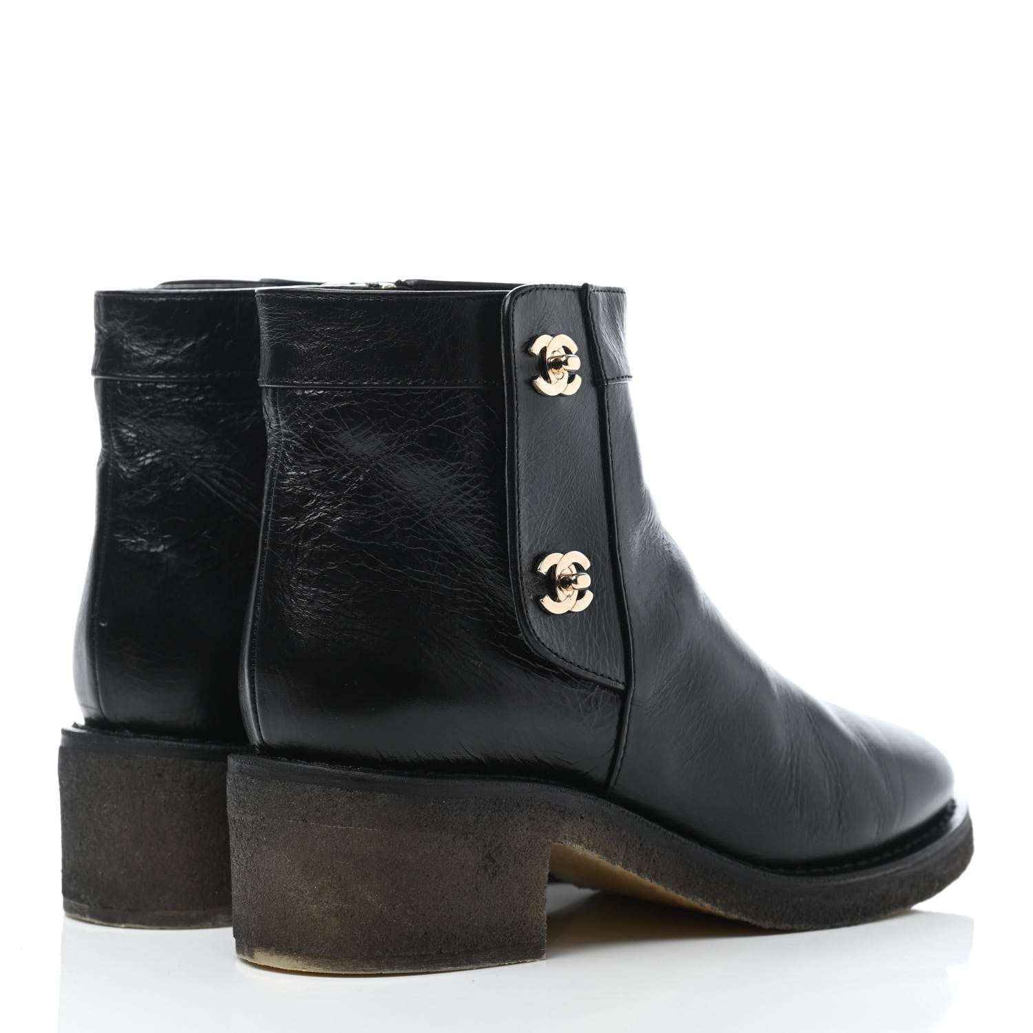 Chanel Calfskin CC Turnlock Ankle Boots 38 Black 3 of 4
