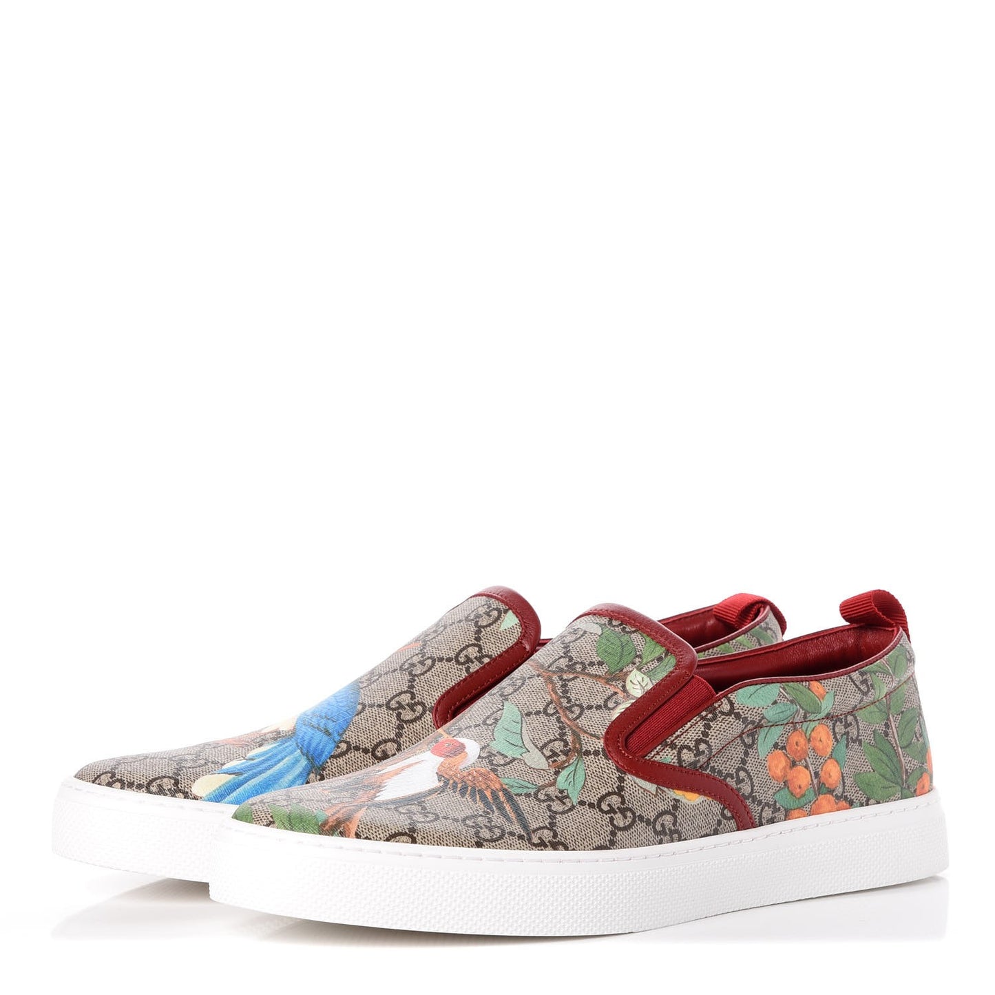 GG Supreme Monogram Tian Mens Dublin Slip On Sneakers 10 Beige Multicolor Red