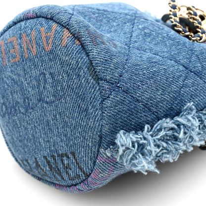 Chanel Denim Quilted Mood Mini Bucket With Chain Blue Multicolor 9 of 9