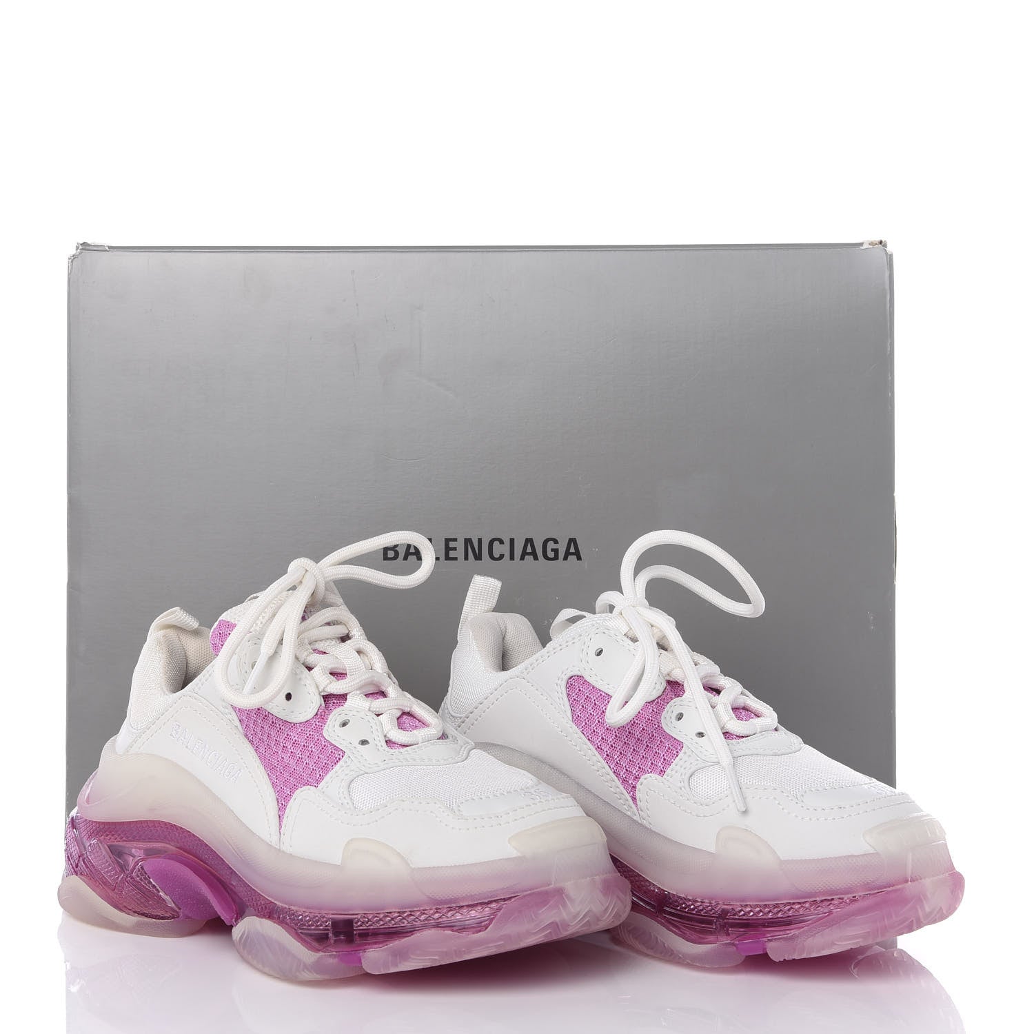 Balenciaga Fabric Mesh Clear Sole Womens Triple S Sneakers 35 White Pink 10 of 10