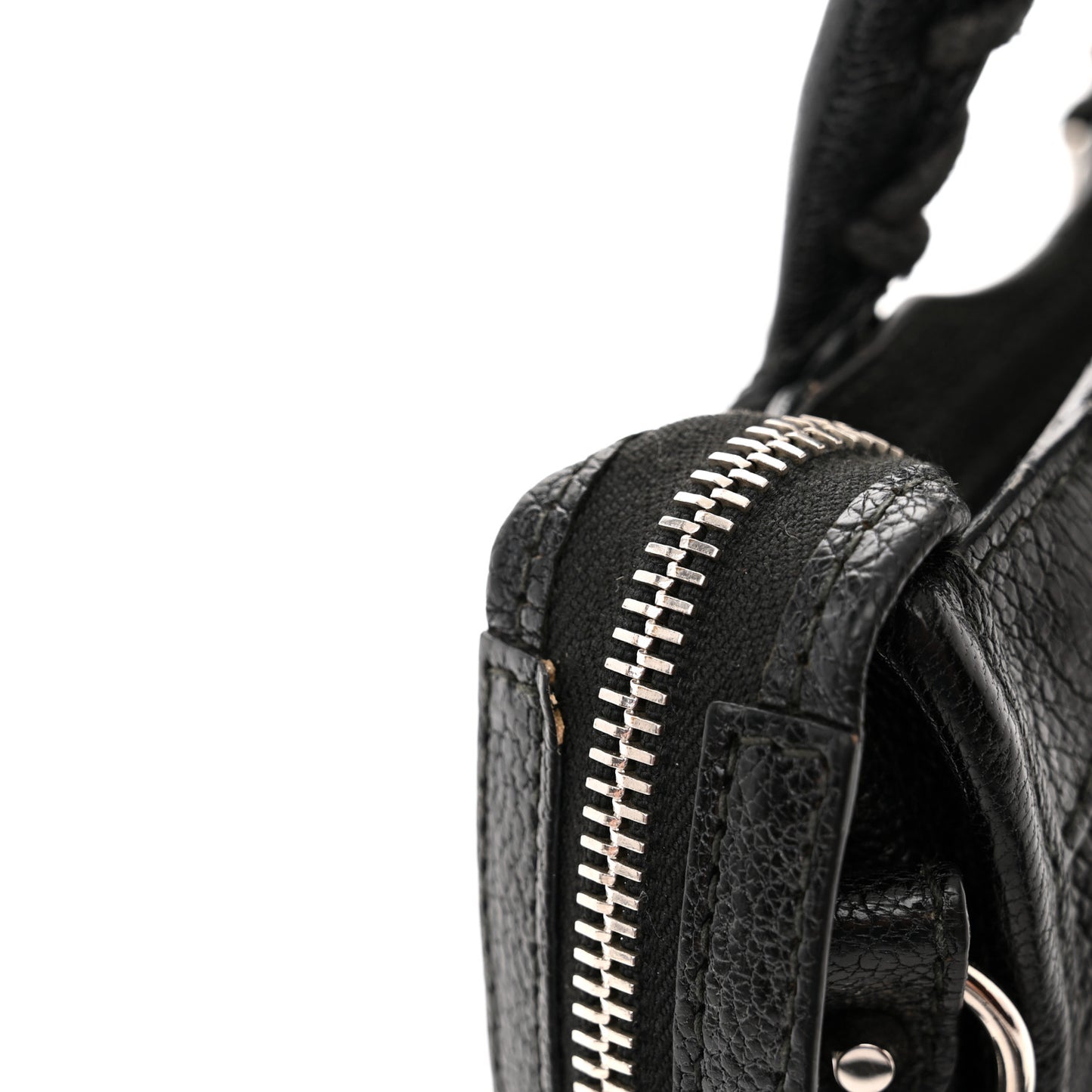 Chevre Silver Metallic Edge Hardware Nano City Black
