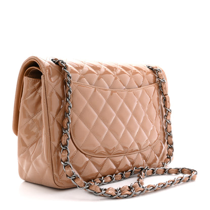 Chanel Patent Quilted Jumbo Double Flap Light Brown 3 of 11
