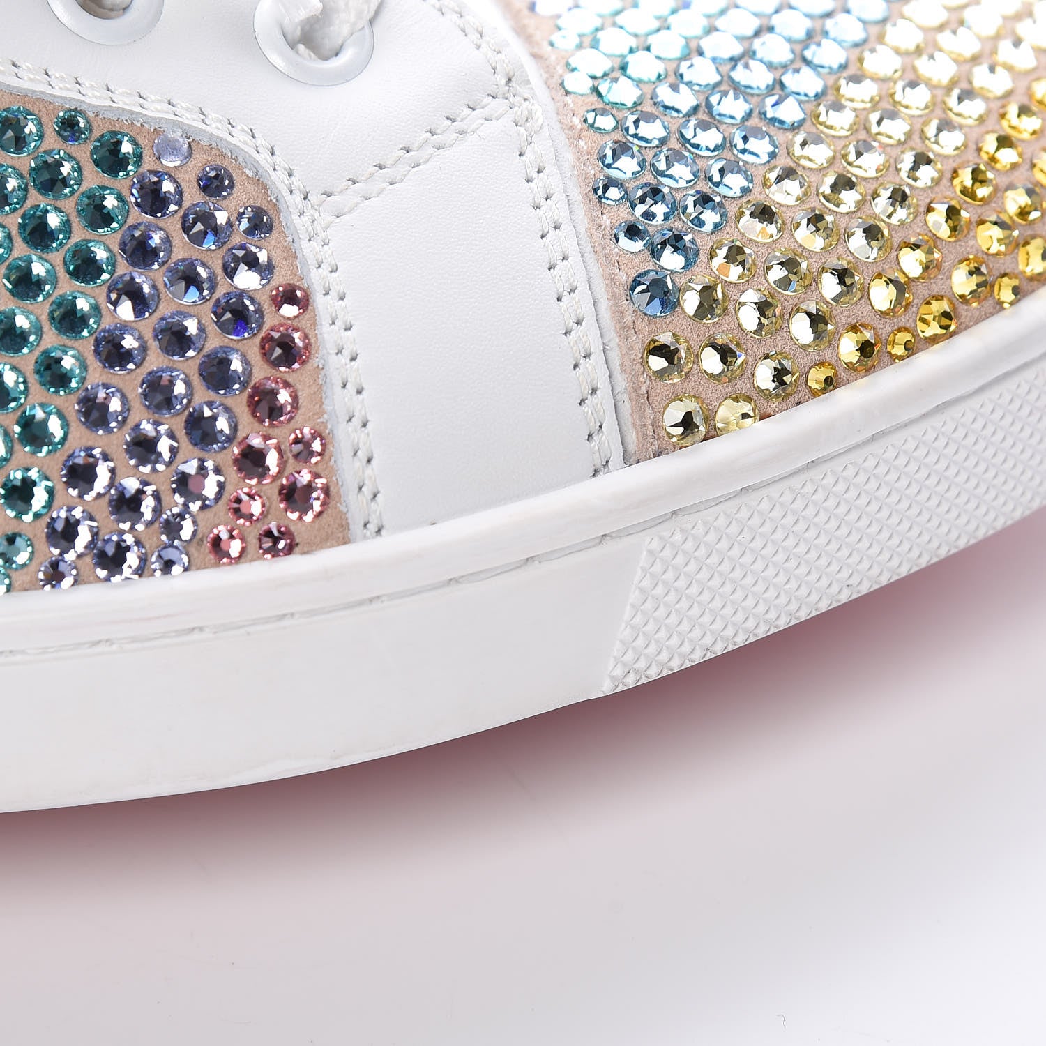 Christian Louboutin Veau Velours Calfskin Crystal Womens Rainbowbip Flat Sneakers 36 Version Multi 13 of 14