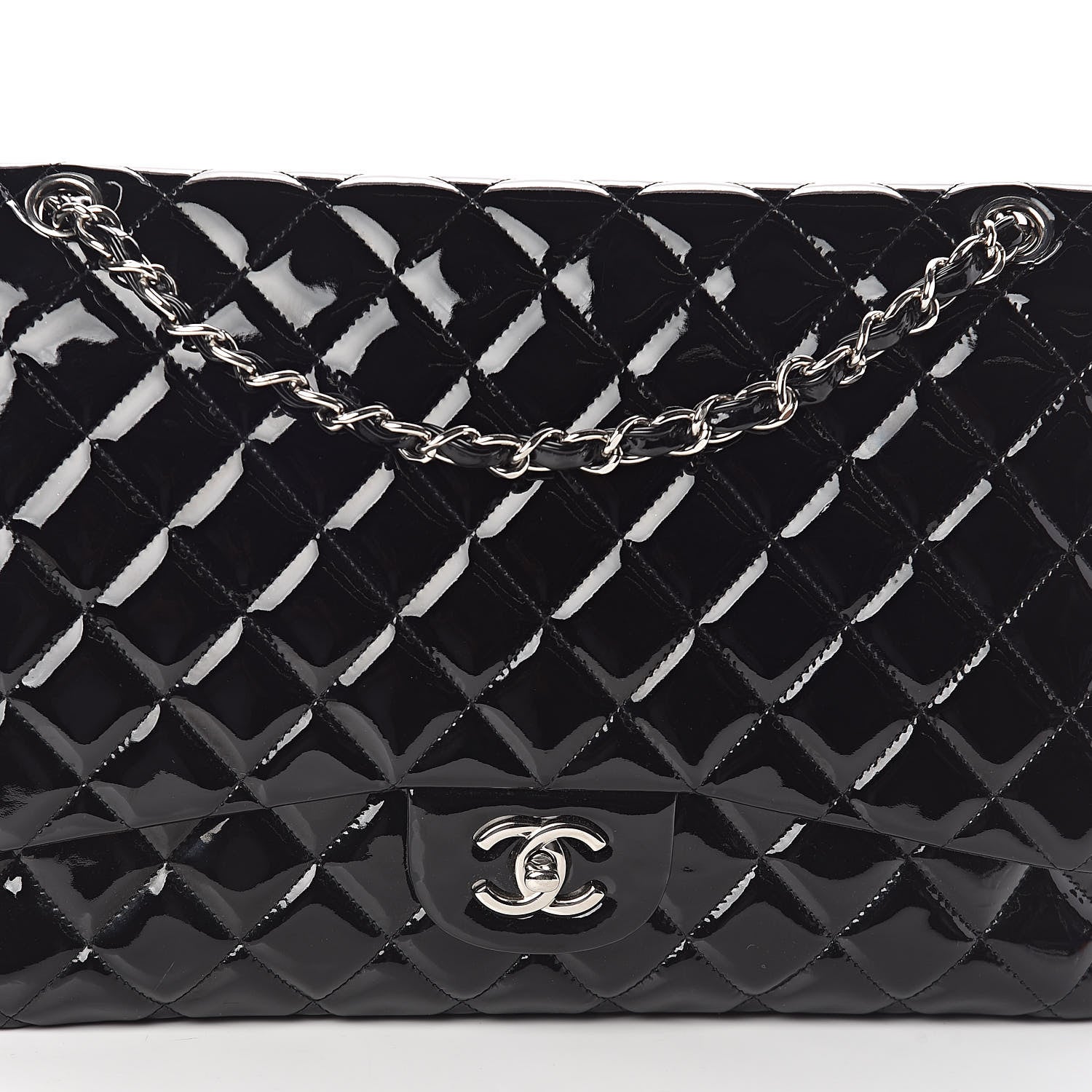 Chanel Patent Quilted Maxi Single Flap Black 8 of 10