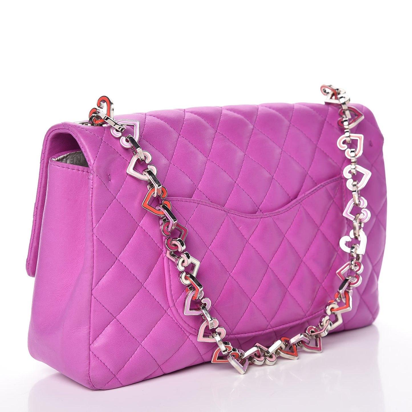 Lambskin Heart Valentine Medium Flap Fuchsia