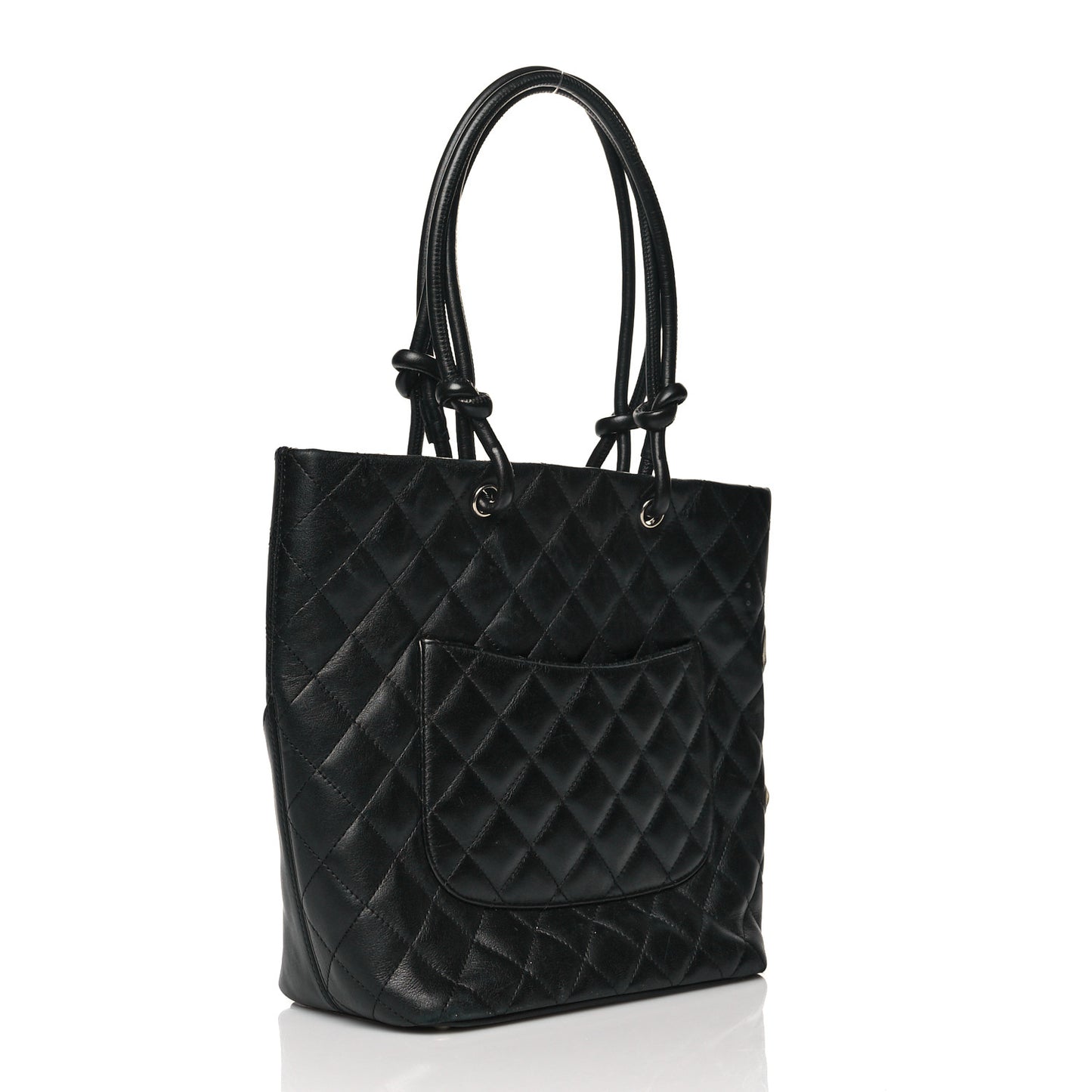 Calfskin Quilted Medium Cambon Tote Black White