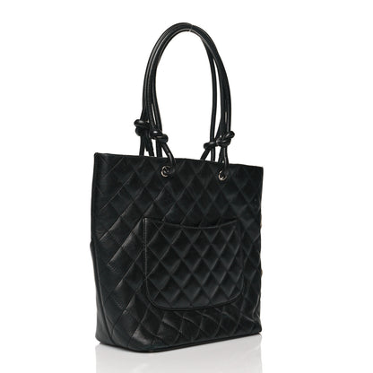 Chanel Calfskin Quilted Medium Cambon Tote Black White 3 of 12