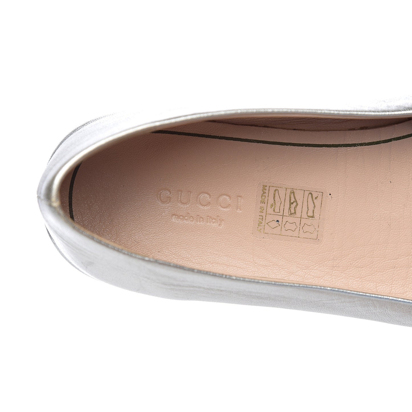 Metallic Nappa Web Bayadere Ballerina Flats 36 Argento