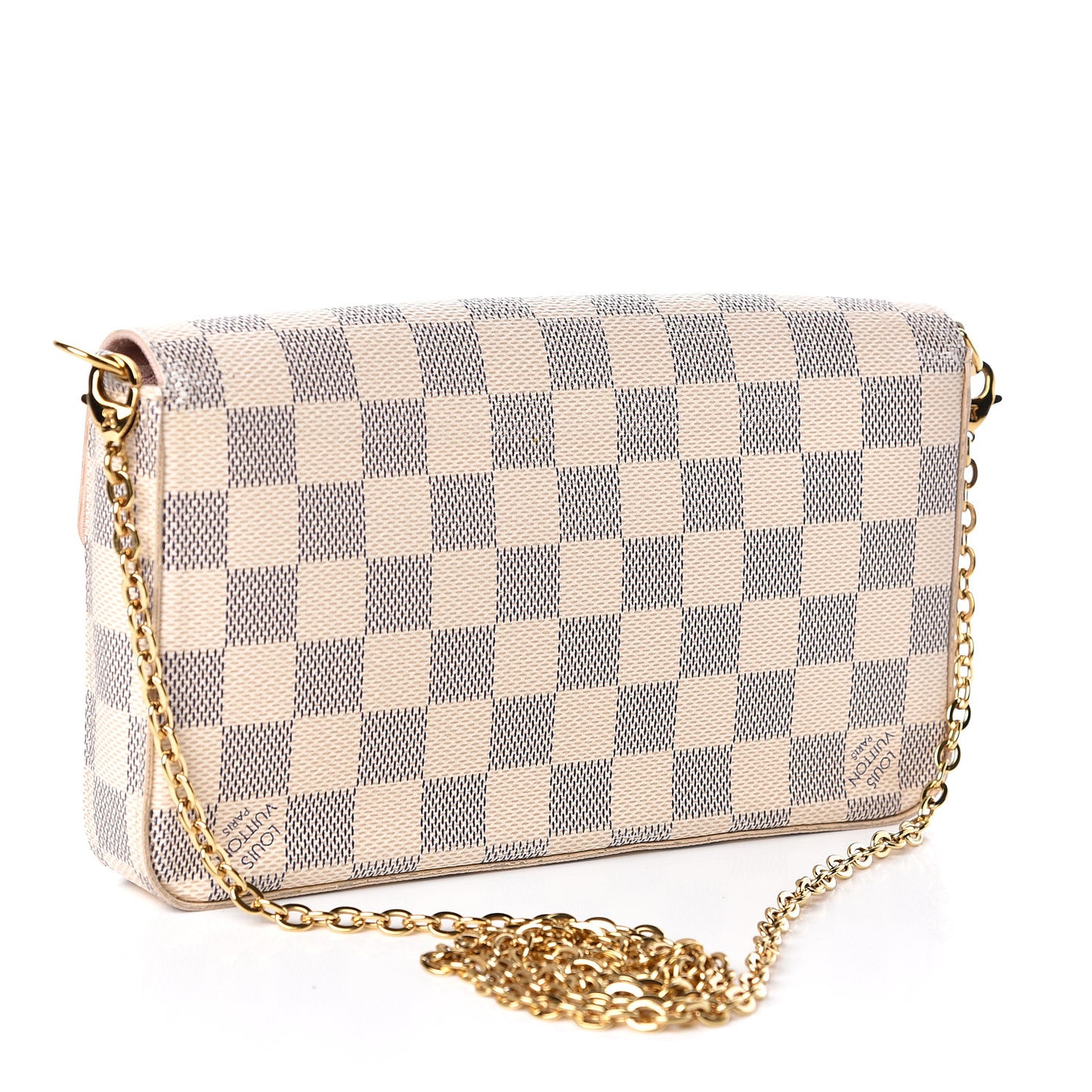 Damier Azur Pochette Felicie Chain Wallet Rose Ballerine