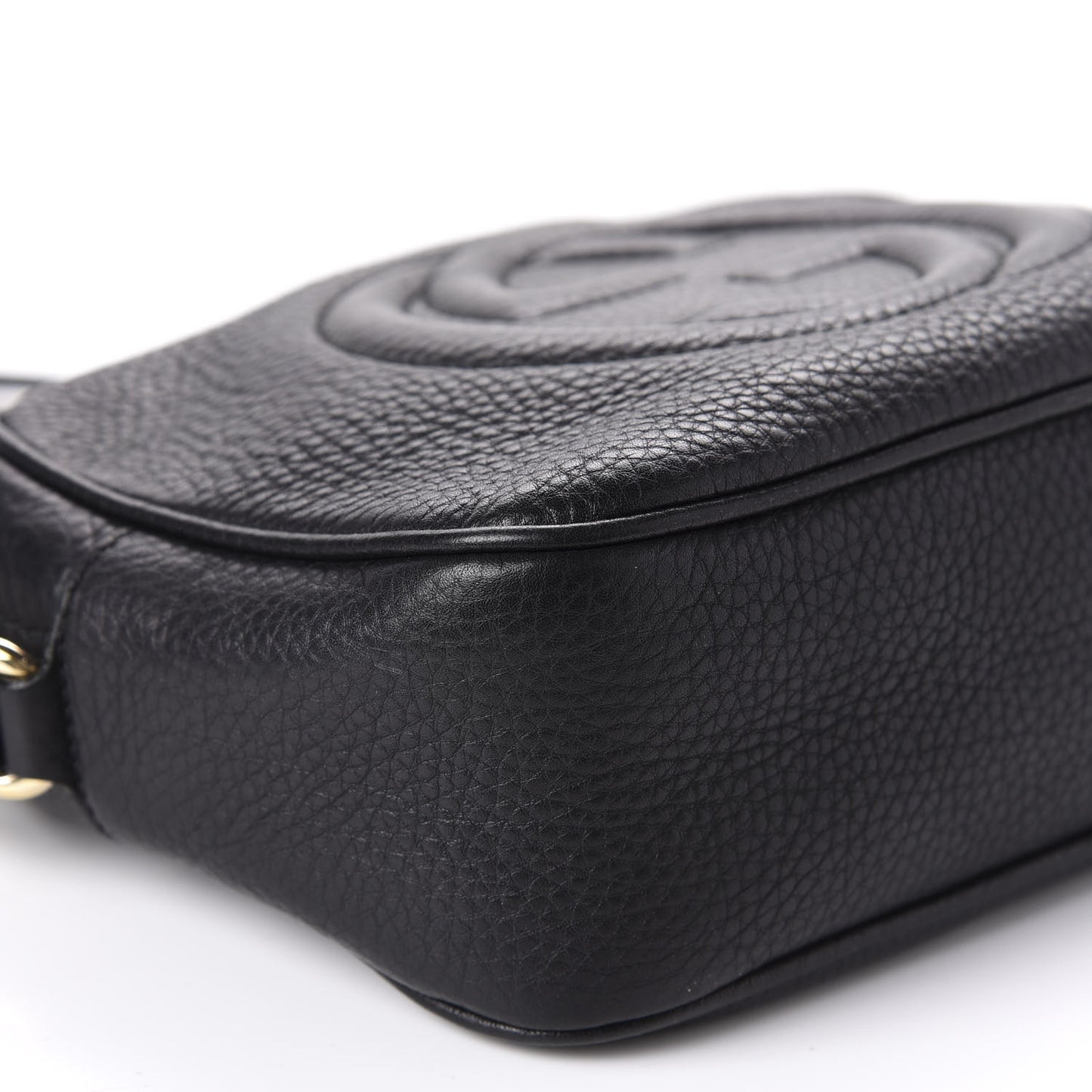 Pebbled Calfskin Small Soho Disco Bag Black