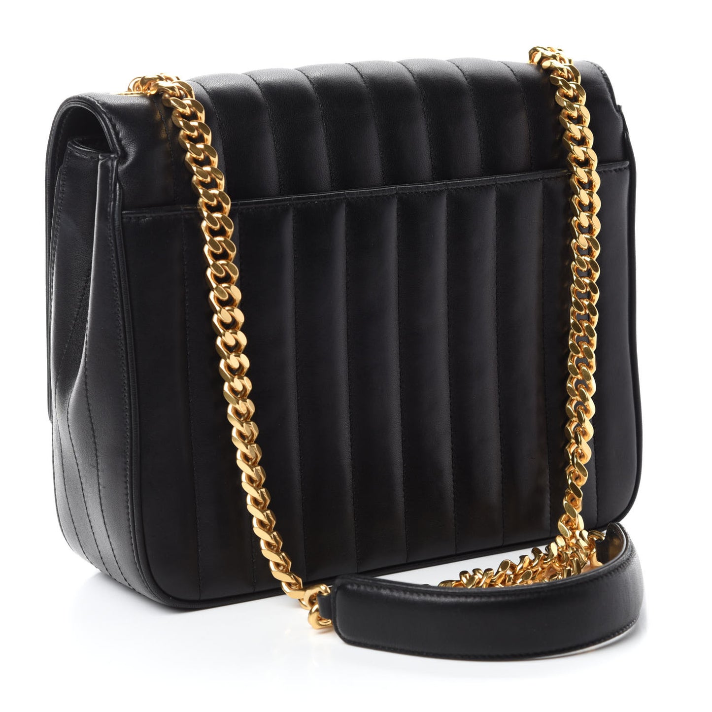 Lambskin Matelasse Monogram Large Vicky Chain Bag Black