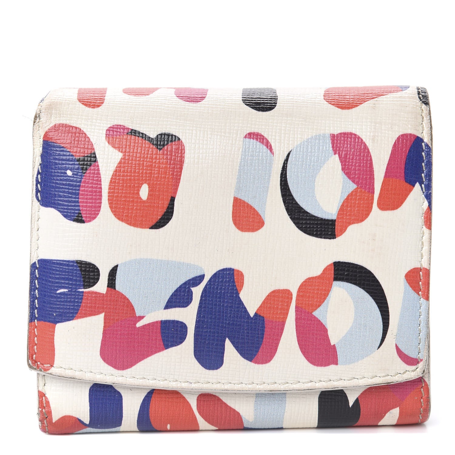 Fendi Vitello Elite Fendi Roma Compact Wallet White Multicolor 1 of 5