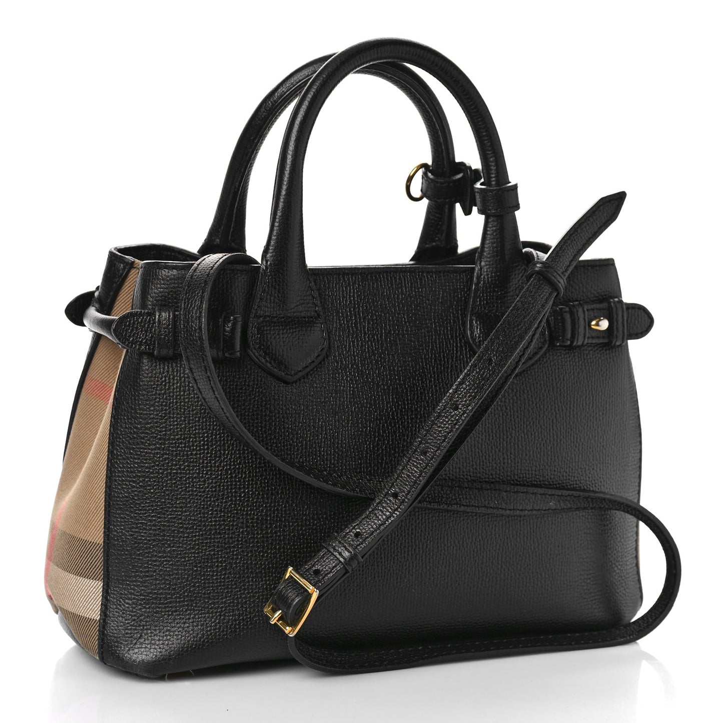Derby Calfskin House Check Small Banner Tote Black