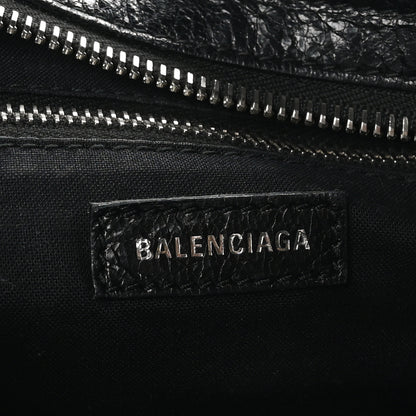 Balenciaga Agneau Classic Silver Hardware Mini City Logo Strap Black White 7 of 10