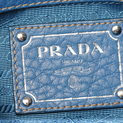 Prada Vitello Daino Boston Bag Marine 6 of 9