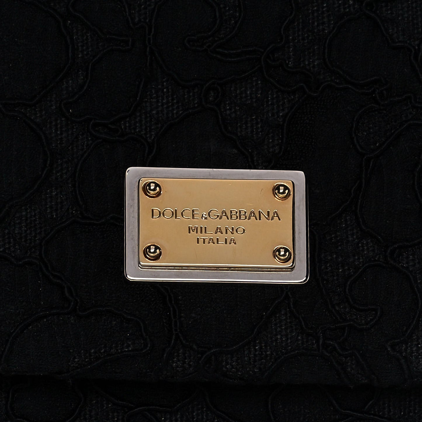 Calfskin Lace Miss Sicily Satchel Black