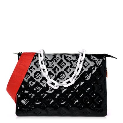Louis Vuitton Patent Embossed Monogram Lambskin Coussin MM Black Red 1 of 9