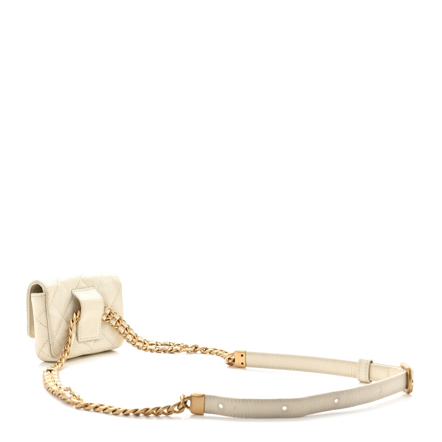 Chanel Shiny Caviar Quilted Chain Melody Belt Bag White 3 of 11