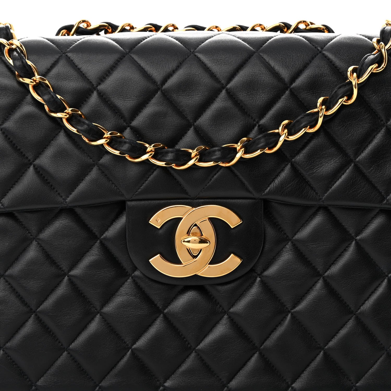 Chanel Lambskin Quilted XL Jumbo Single Flap Black 9 of 17