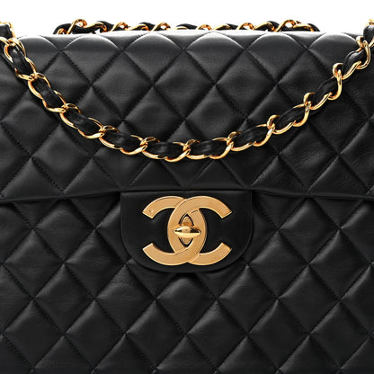 Chanel Lambskin Quilted XL Jumbo Single Flap Black 9 of 17