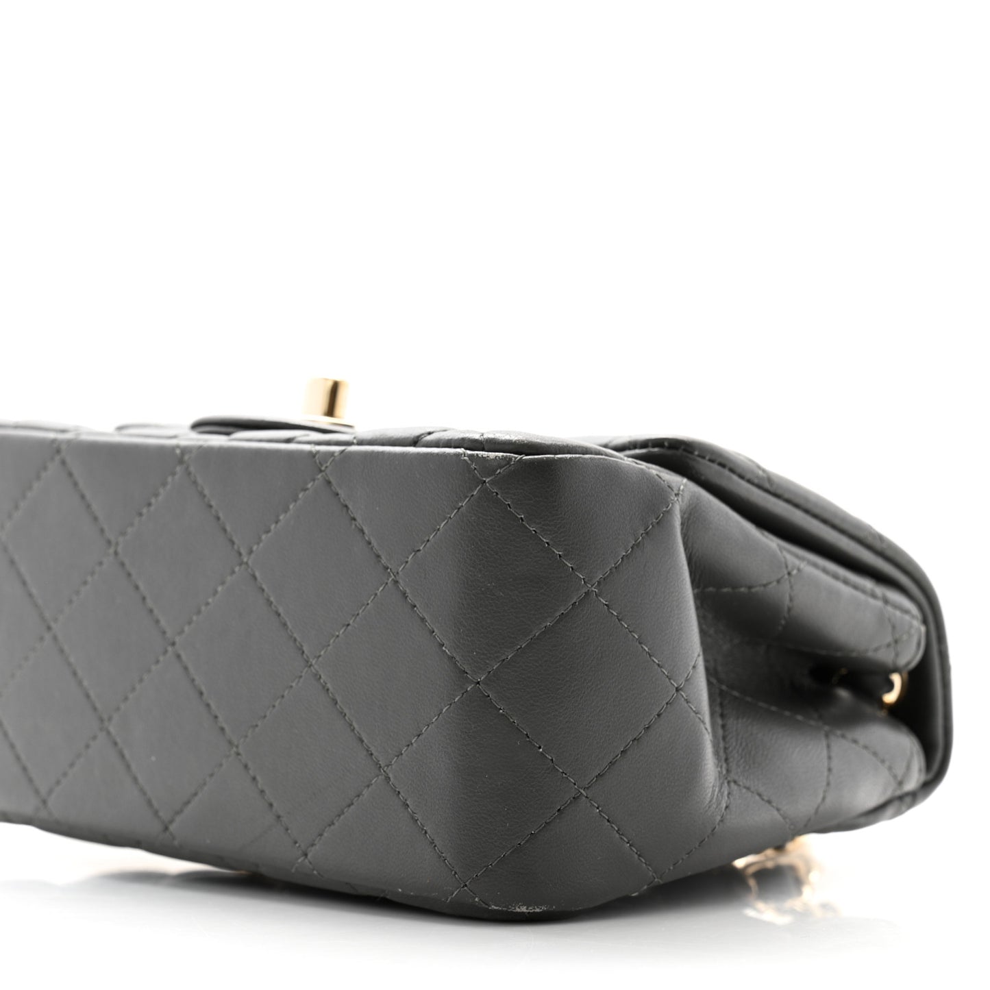 Lambskin Quilted Mini Square Flap Dark Grey
