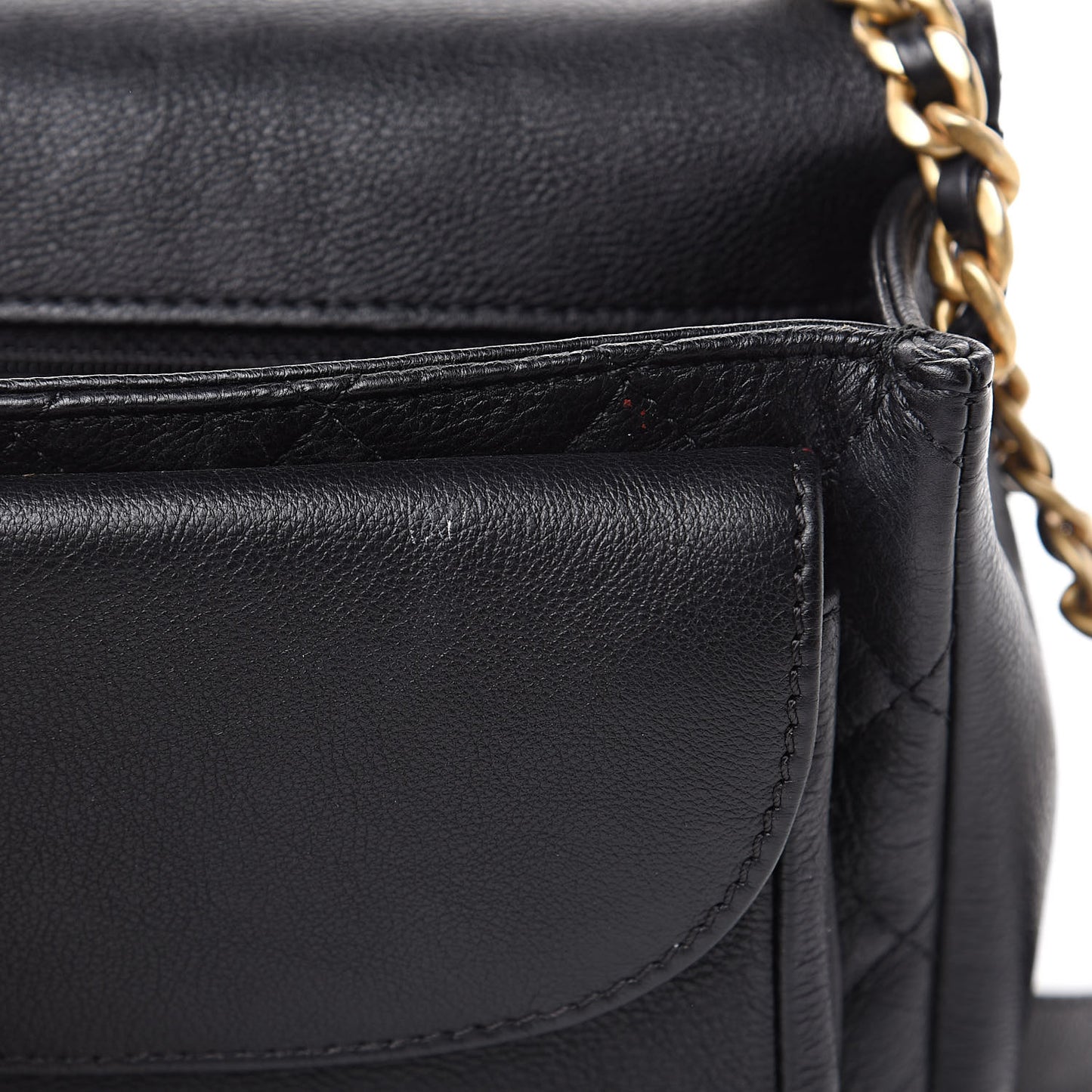 Grained Calfskin Quilted Messenger Flap Black