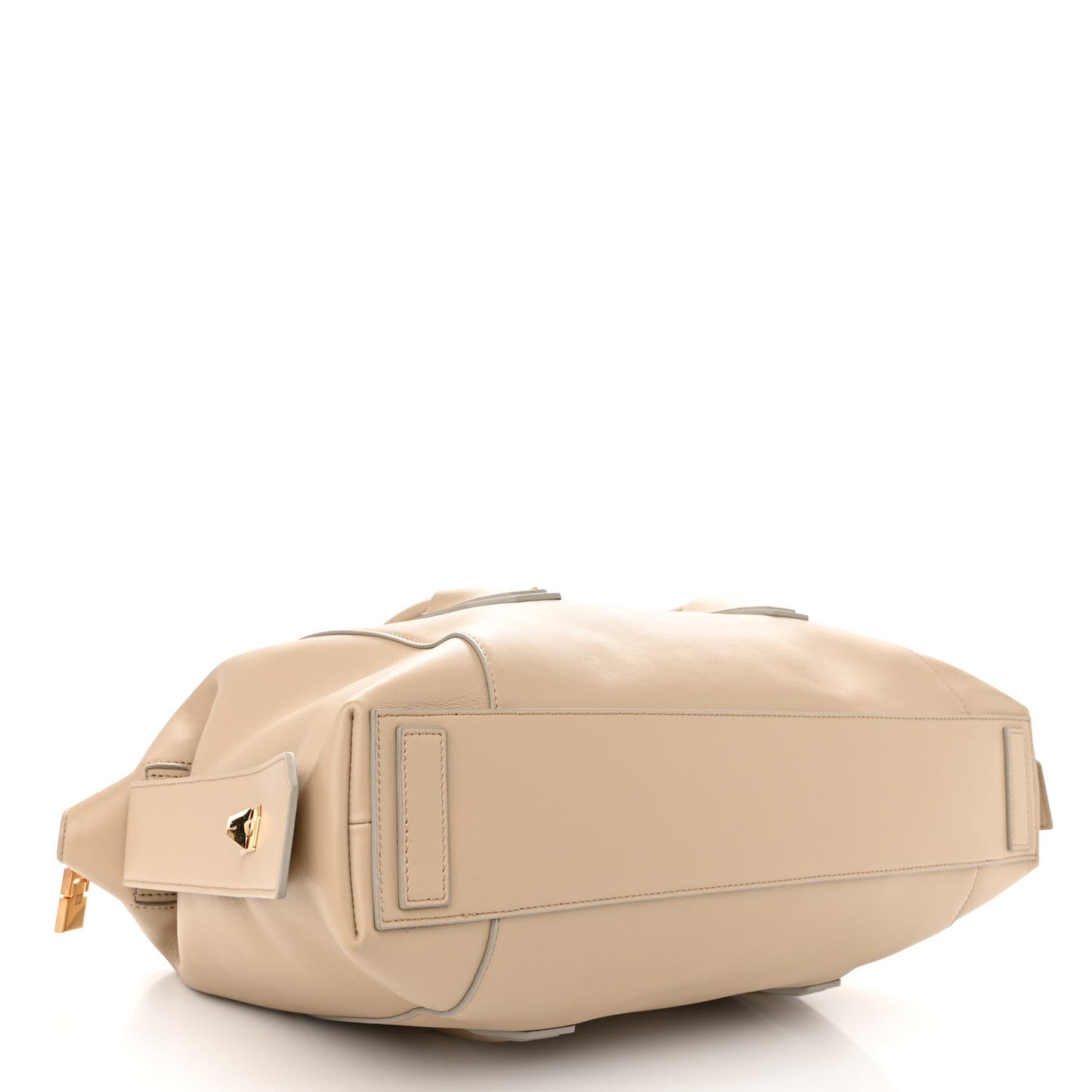 Smooth Calfskin Medium Antigona Soft Lock Duffle Bag Beige