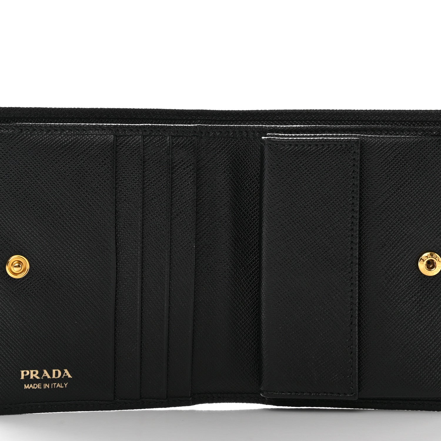 Prada Saffiano Triangle Bi-Fold Wallet Black 5 of 12