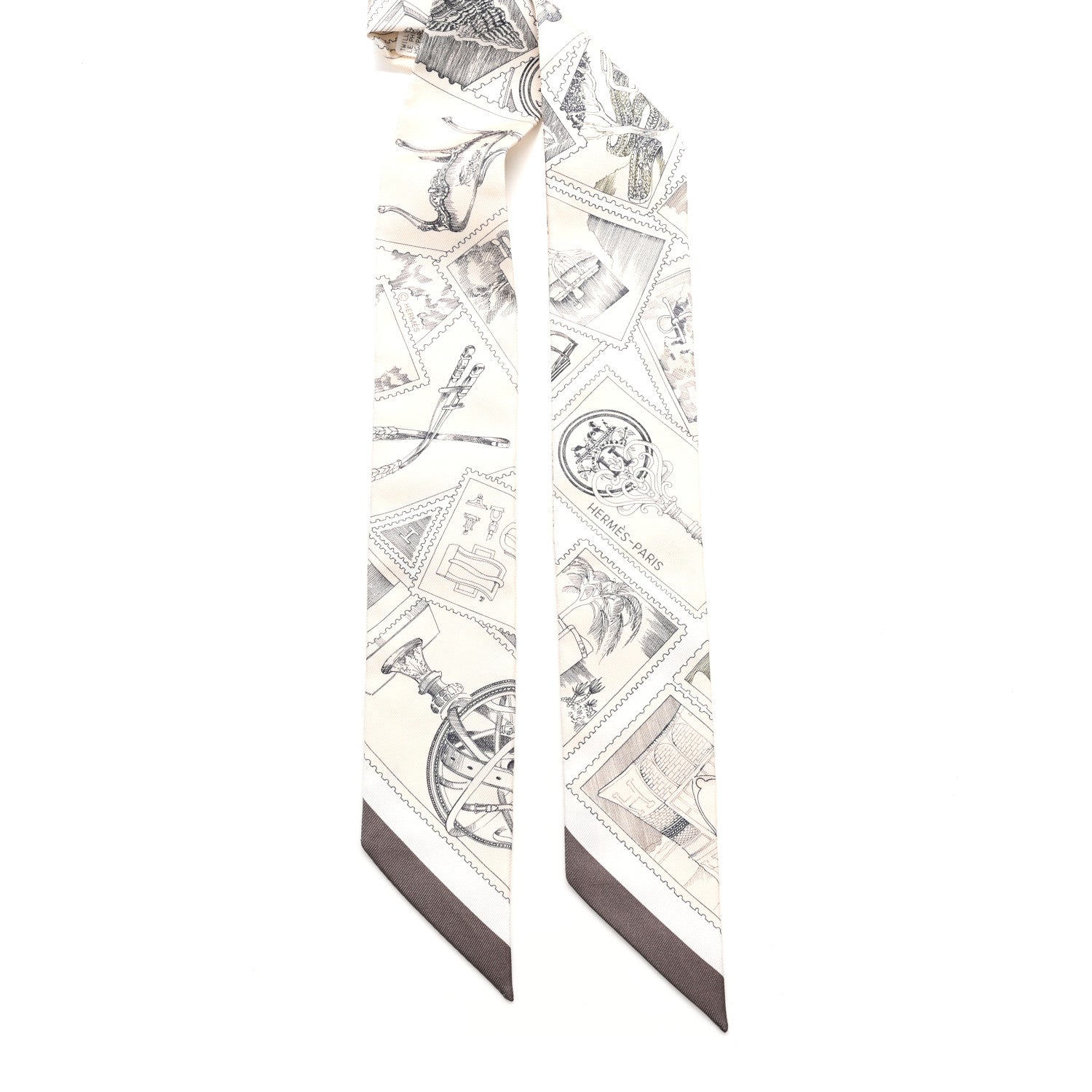 Hermes Silk Le Philateliste Du Faubourg Twilly Parchemin Graphite 2 of 4