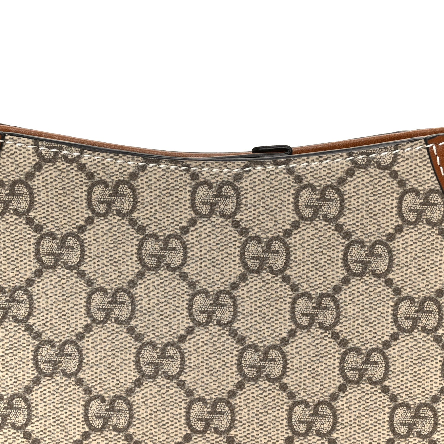 Gucci GG Monogram Calfskin Small Emblem Shoulder Bag Beige Dark Brown 8 of 11