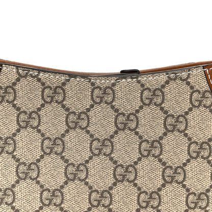 Gucci GG Monogram Calfskin Small Emblem Shoulder Bag Beige Dark Brown 8 of 11