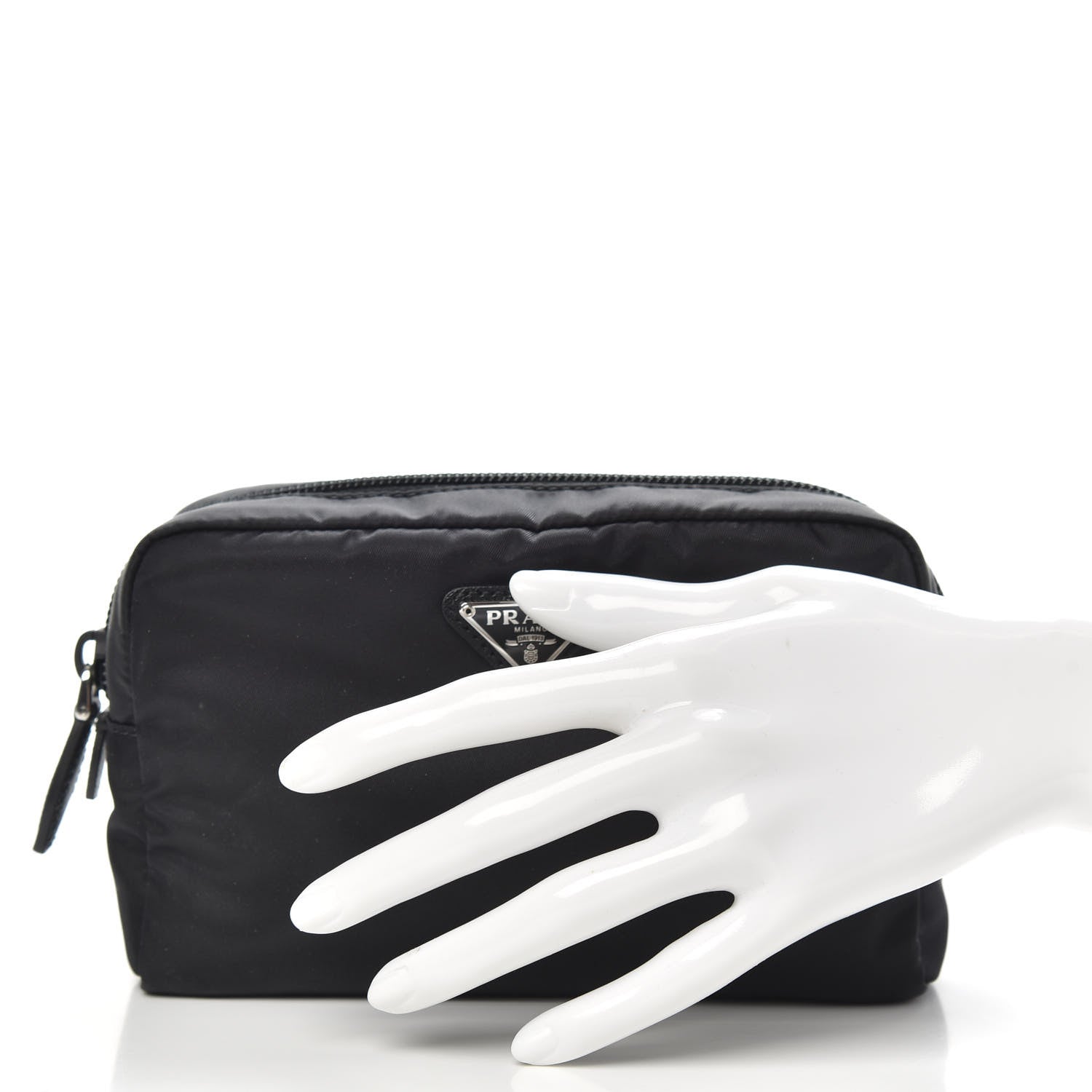 Prada Tessuto Nylon Saffiano Wristlet Black 2 of 8