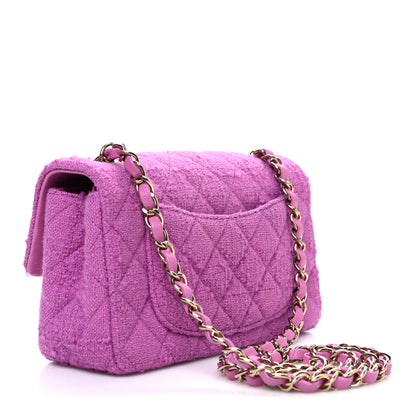 Chanel Tweed Quilted Mini Rectangular Flap Purple 3 of 10