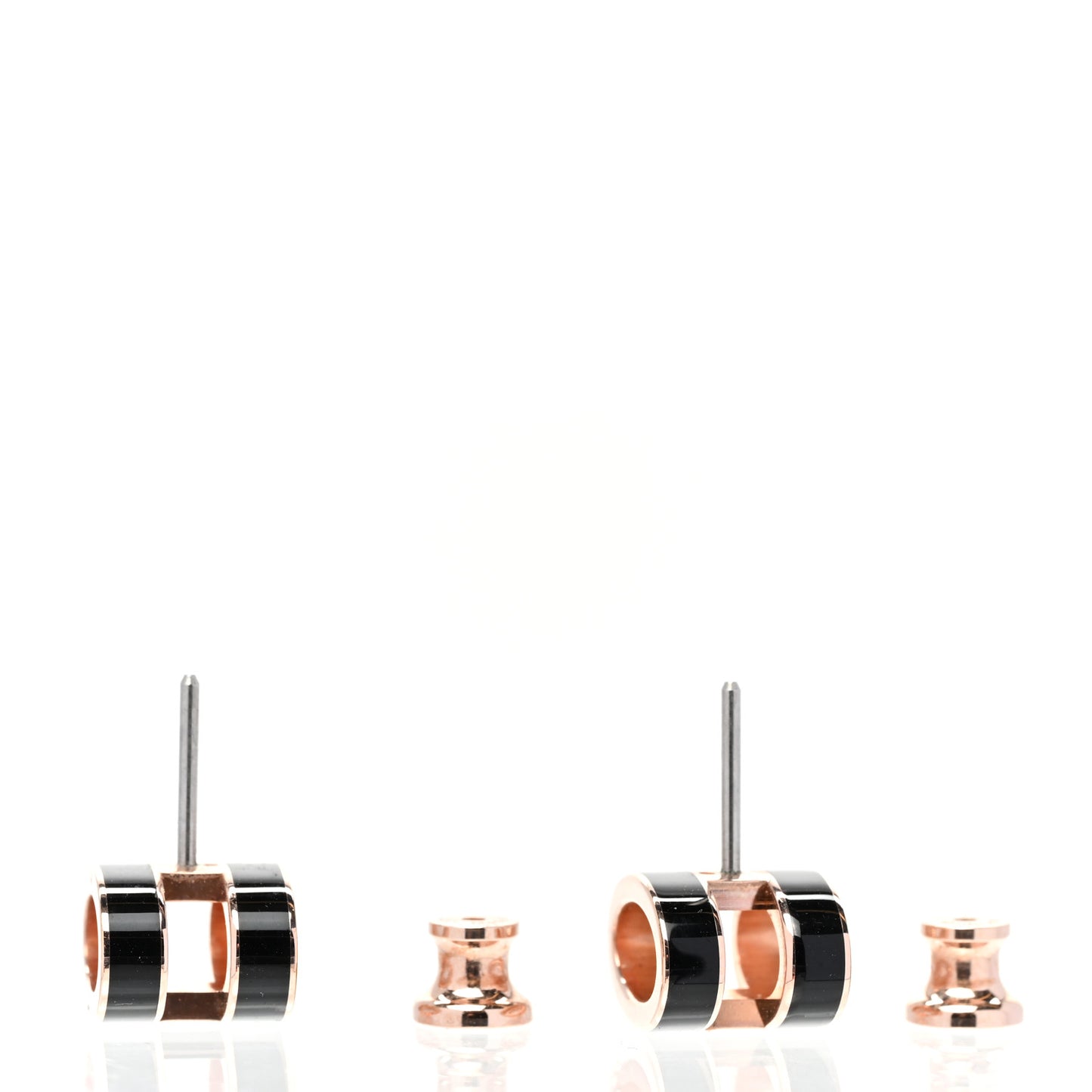 Rose Gold Lacquered Mini Pop H Earrings Black
