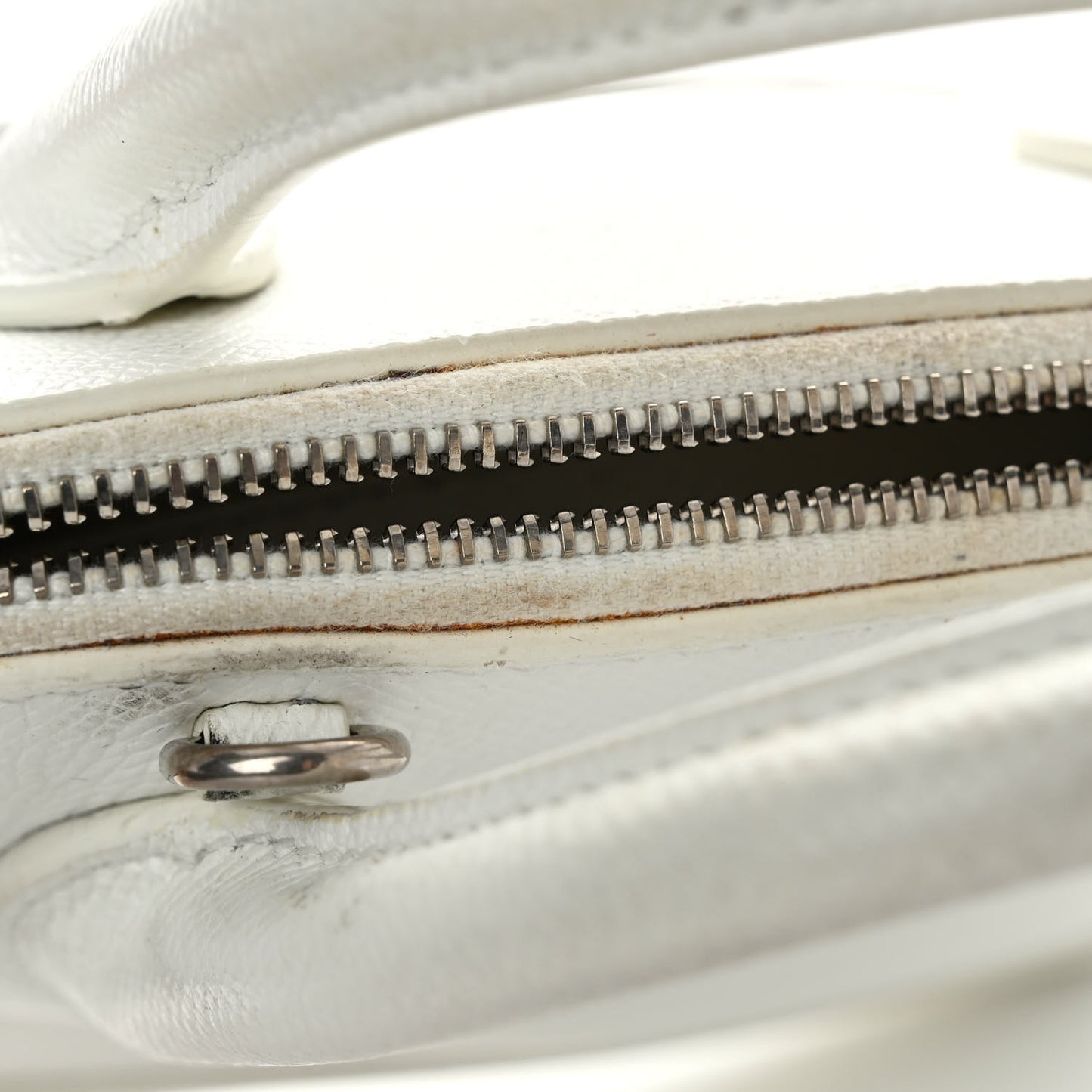 Grained Calfskin XXS Ville Top Handle Bag White Black