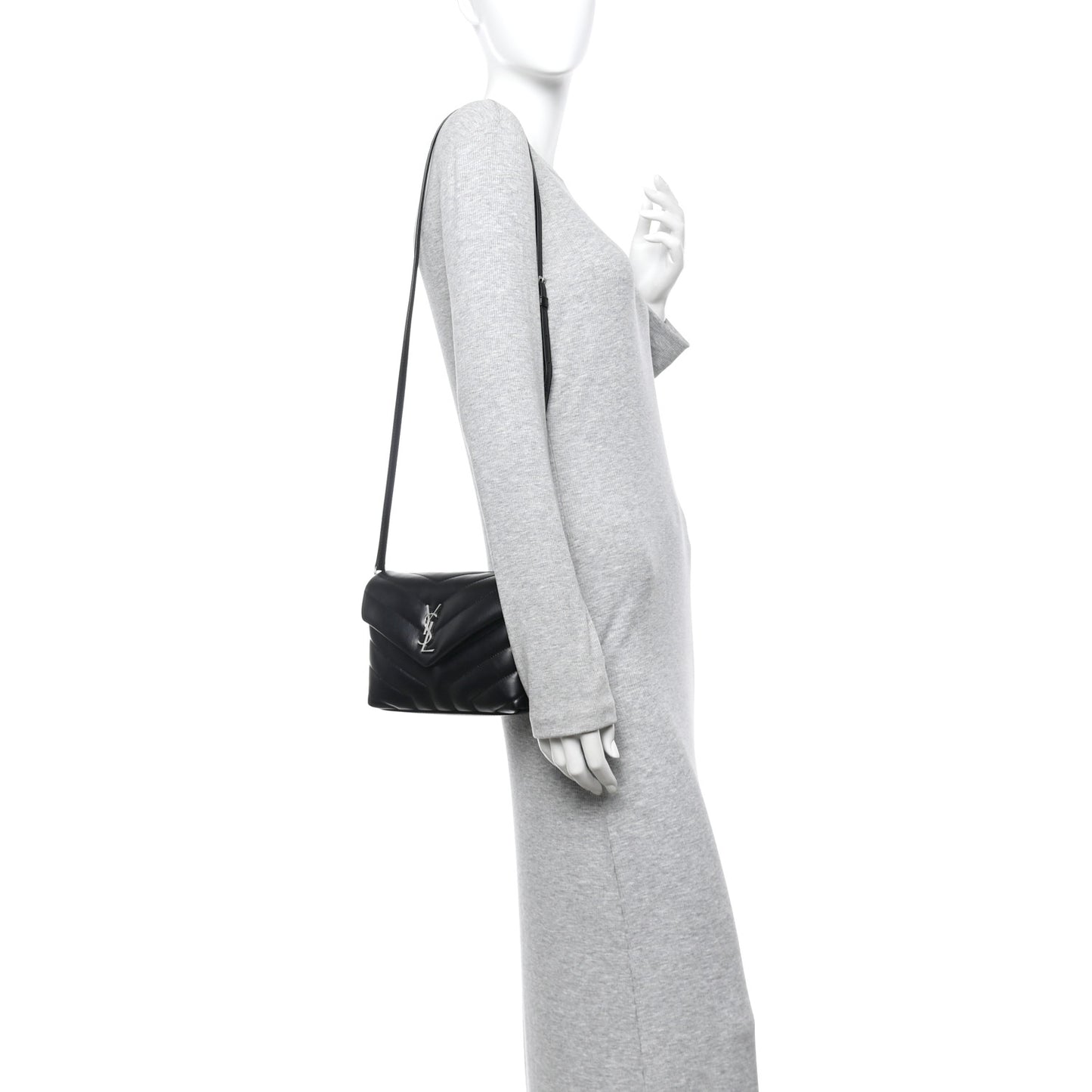 Calfskin Y Quilted Monogram Toy Loulou Crossbody Bag Black