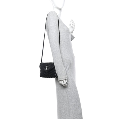 Saint Laurent Calfskin Y Quilted Monogram Toy Loulou Crossbody Bag Black 2 of 11