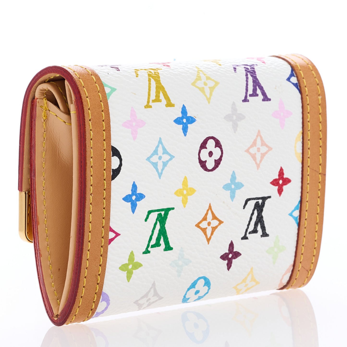 Monogram Multicolor Porte-Monnaie Plat Coin Purse White