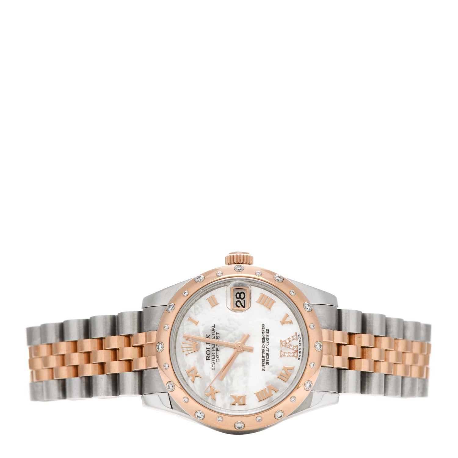 Rolex Stainless Steel 18K Everose Gold Diamond Mother of Pearl 31mm Oyster Perpetual Datejust Watch Roman 178341 2 of 5