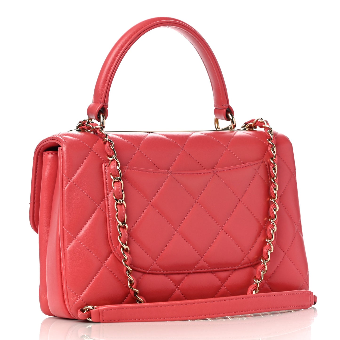 Lambskin Quilted Small Trendy CC Flap Dual Handle Bag Pink
